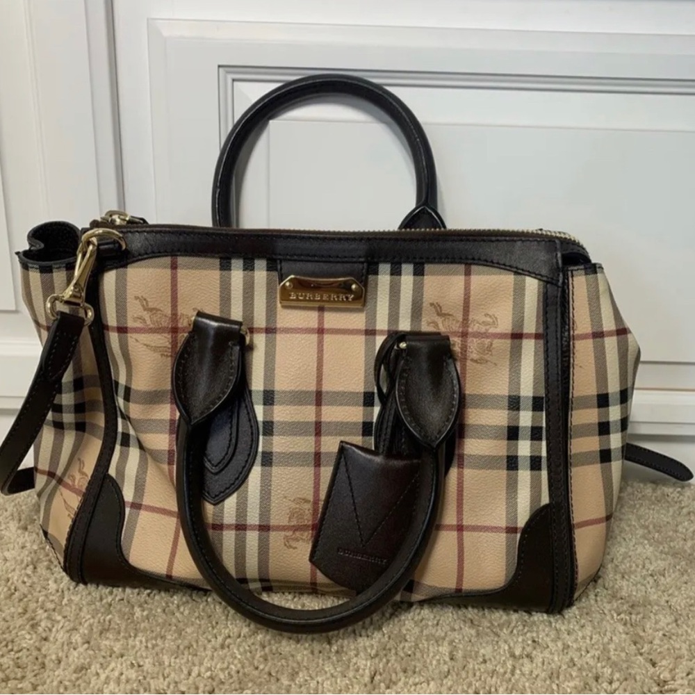 Burberry Haymarket Gladstone tote shoulder bag